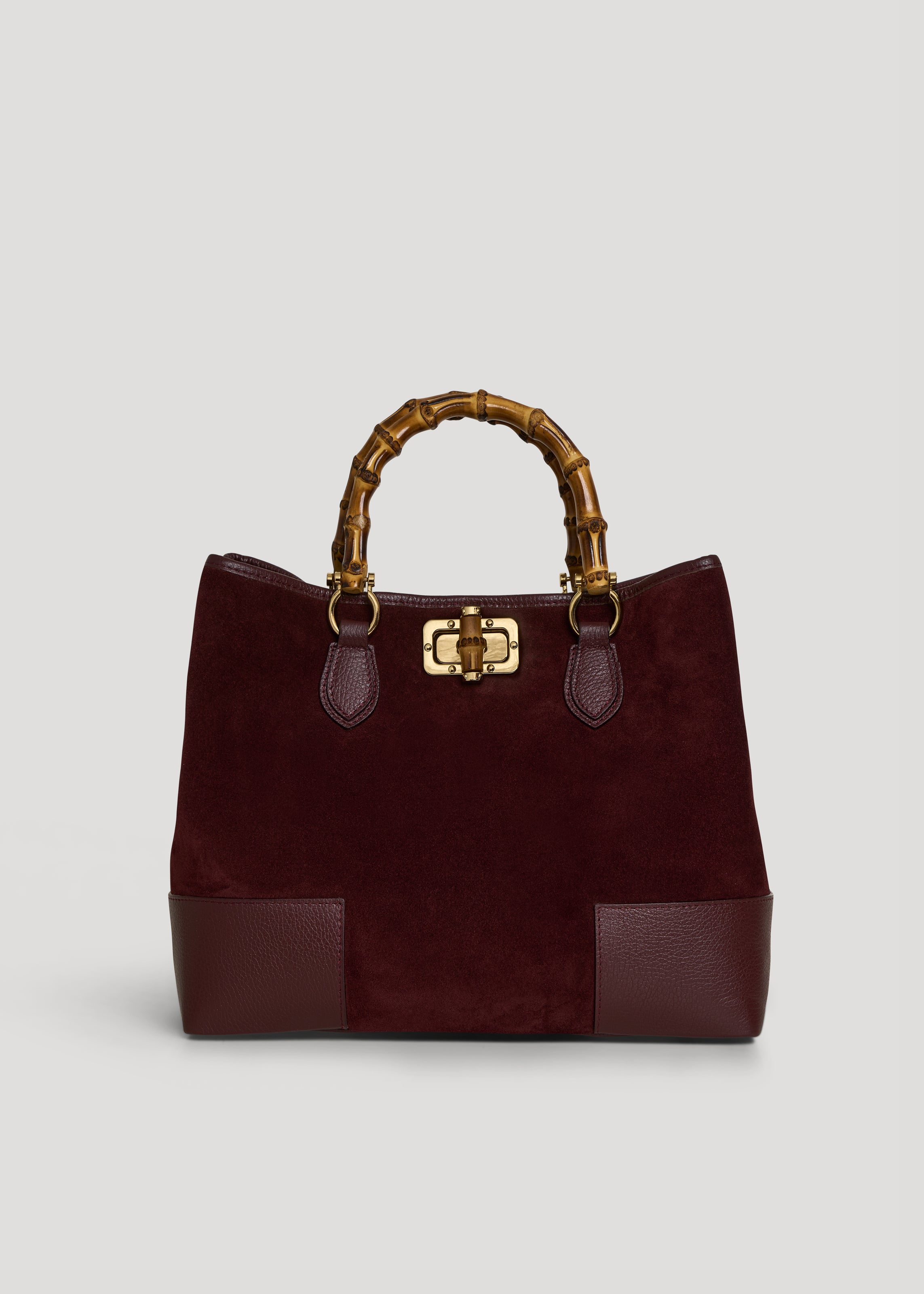 Borsa Bamboo Babe in Camoscio e Pelle Bordeaux
