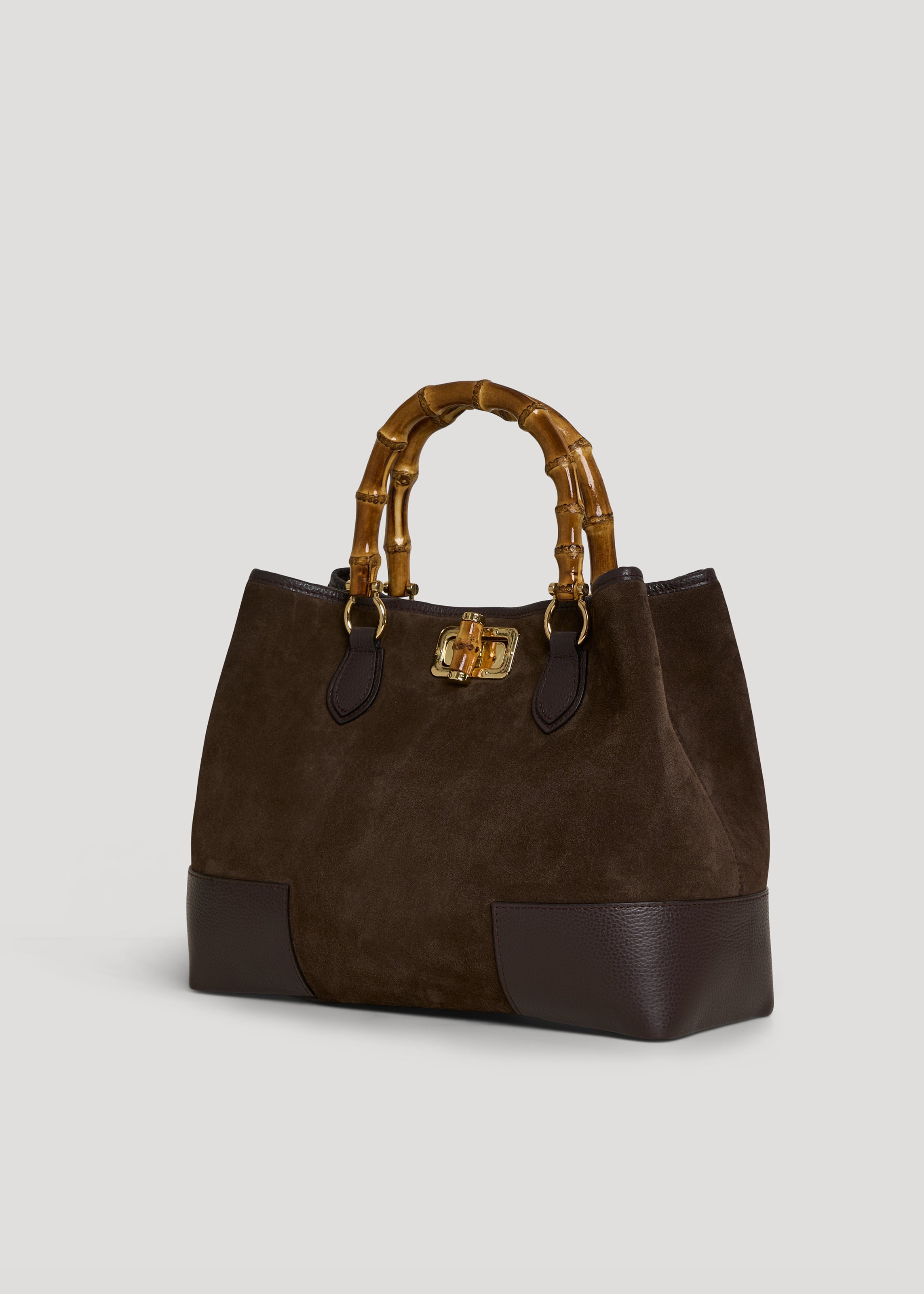 Borsa Bamboo Babe in Camoscio e Pelle Testa di moro