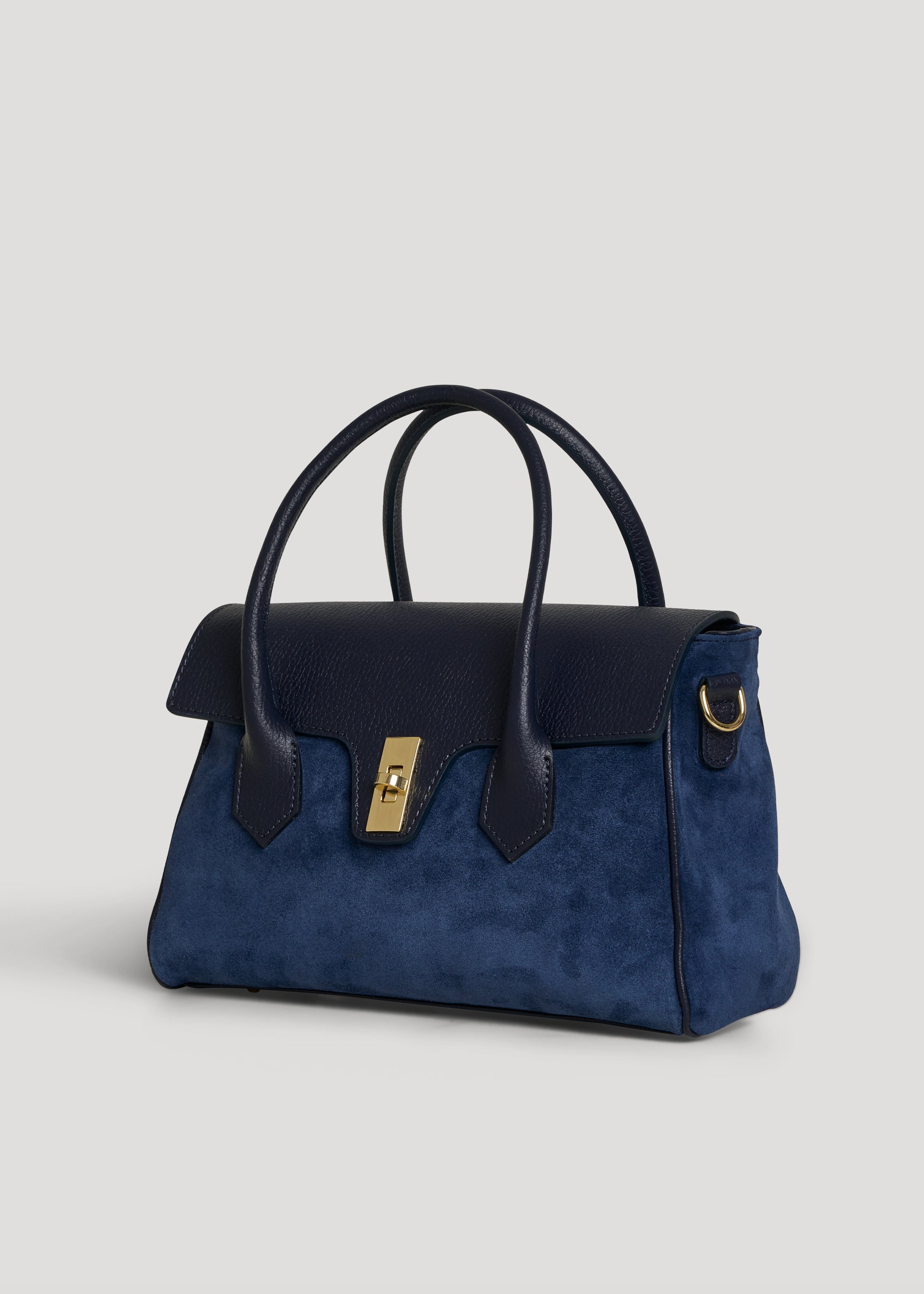 Borsa Cécile in Camoscio e Pelle Blu Navy