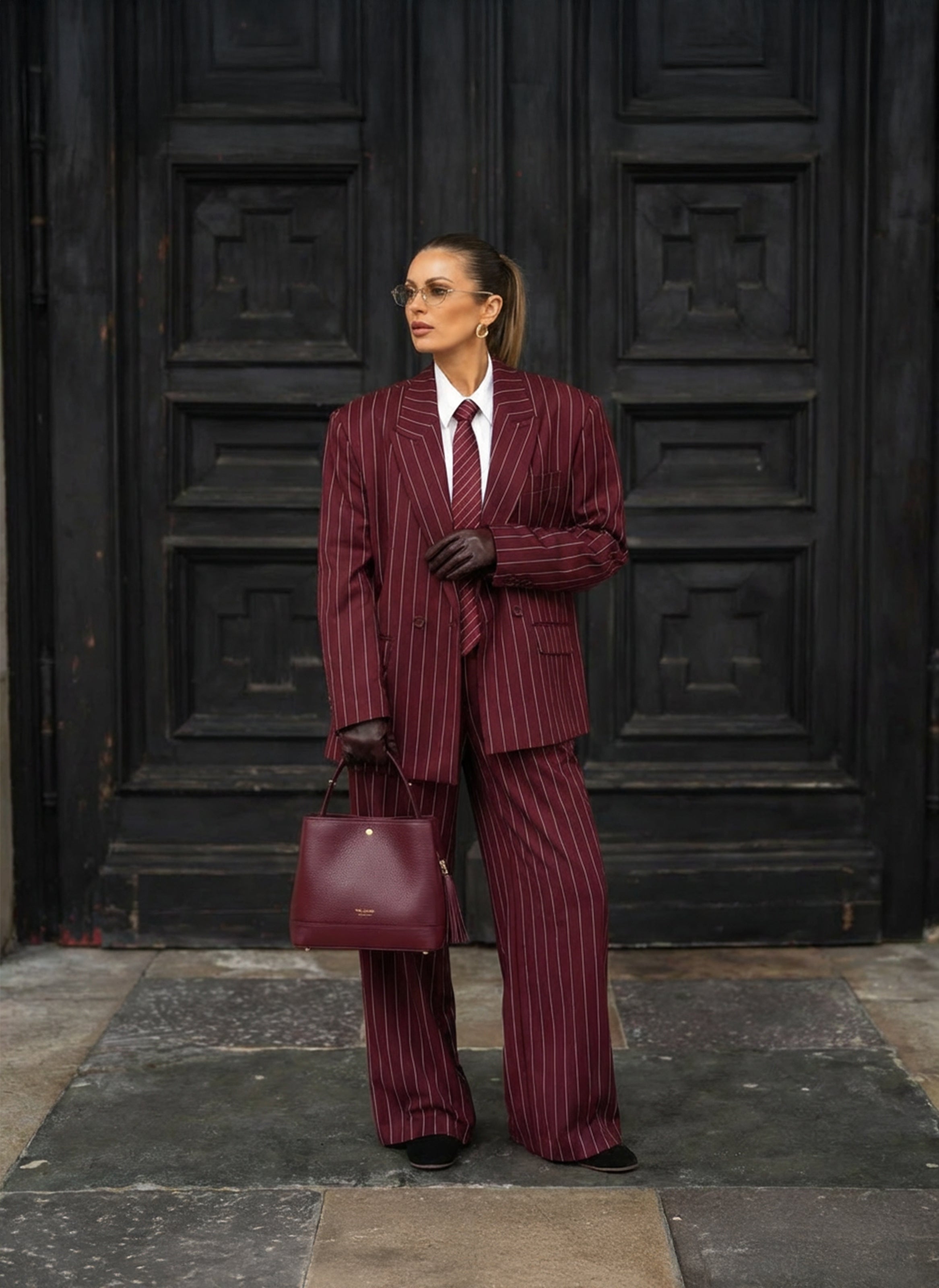 Borsa Kendy in pelle Dollaro Borgogna