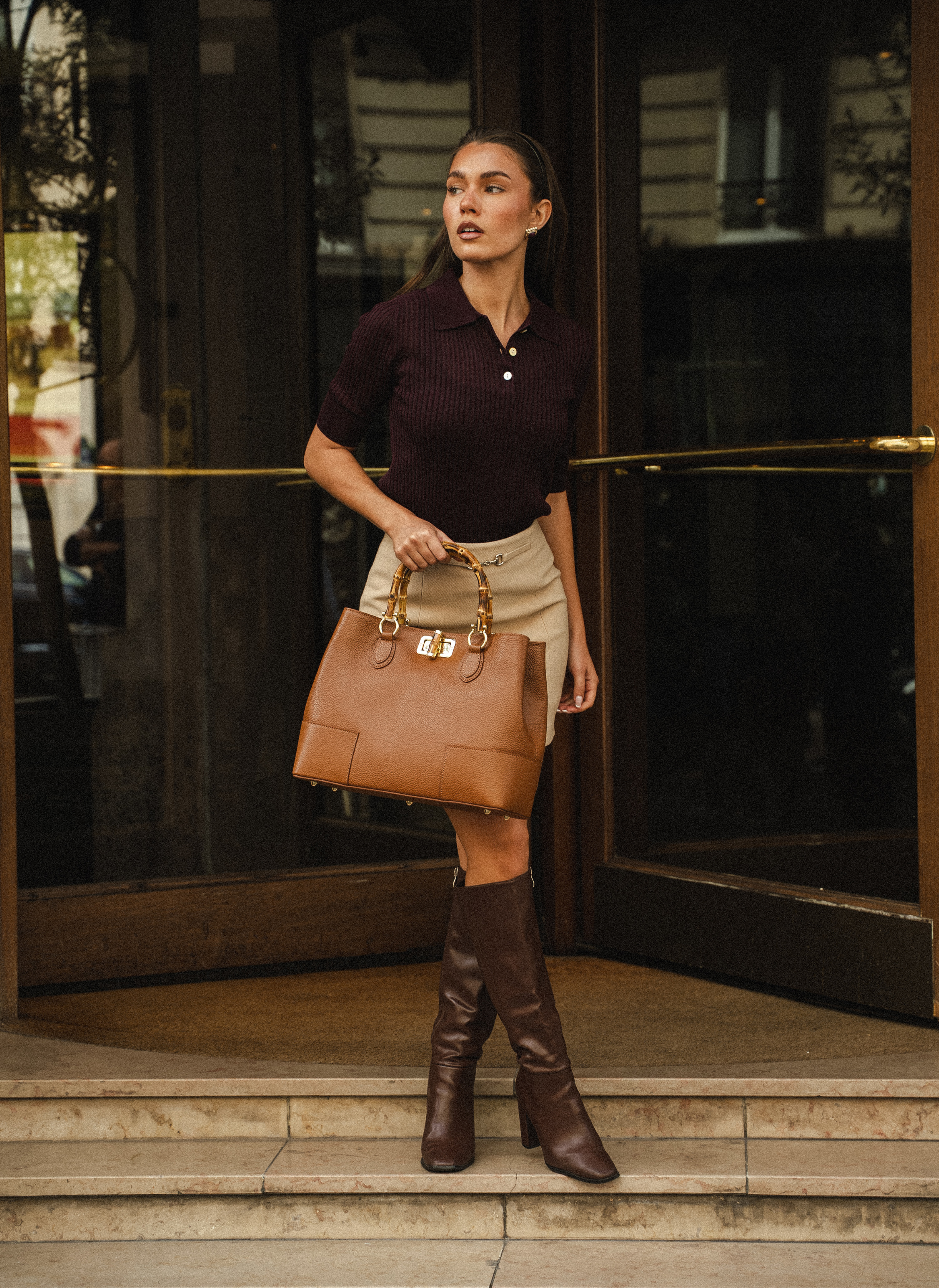 Borsa Bamboo Babe in pelle Dollaro Cuoio