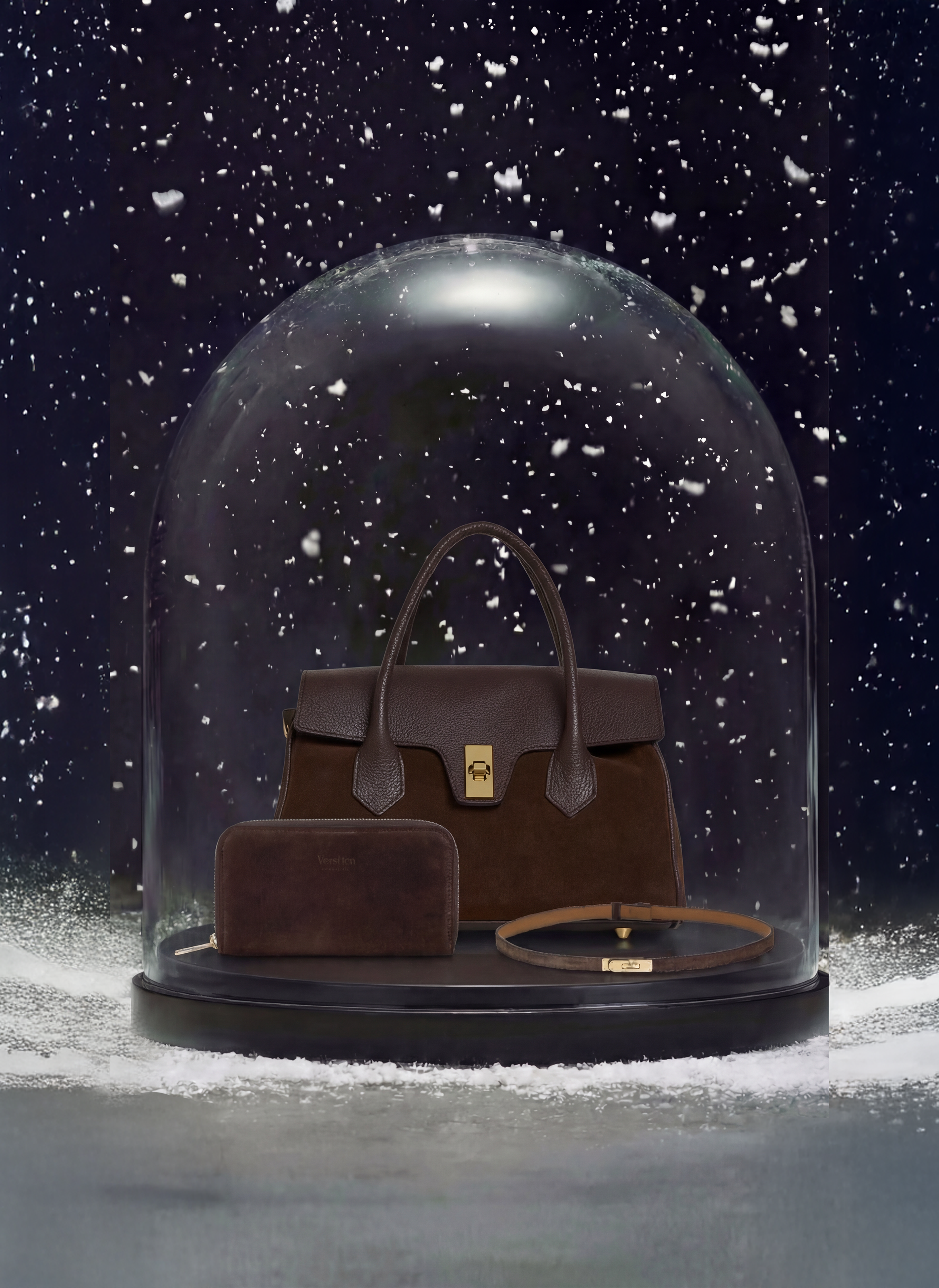 Set Cécile Camoscio e pelle Testa di moro