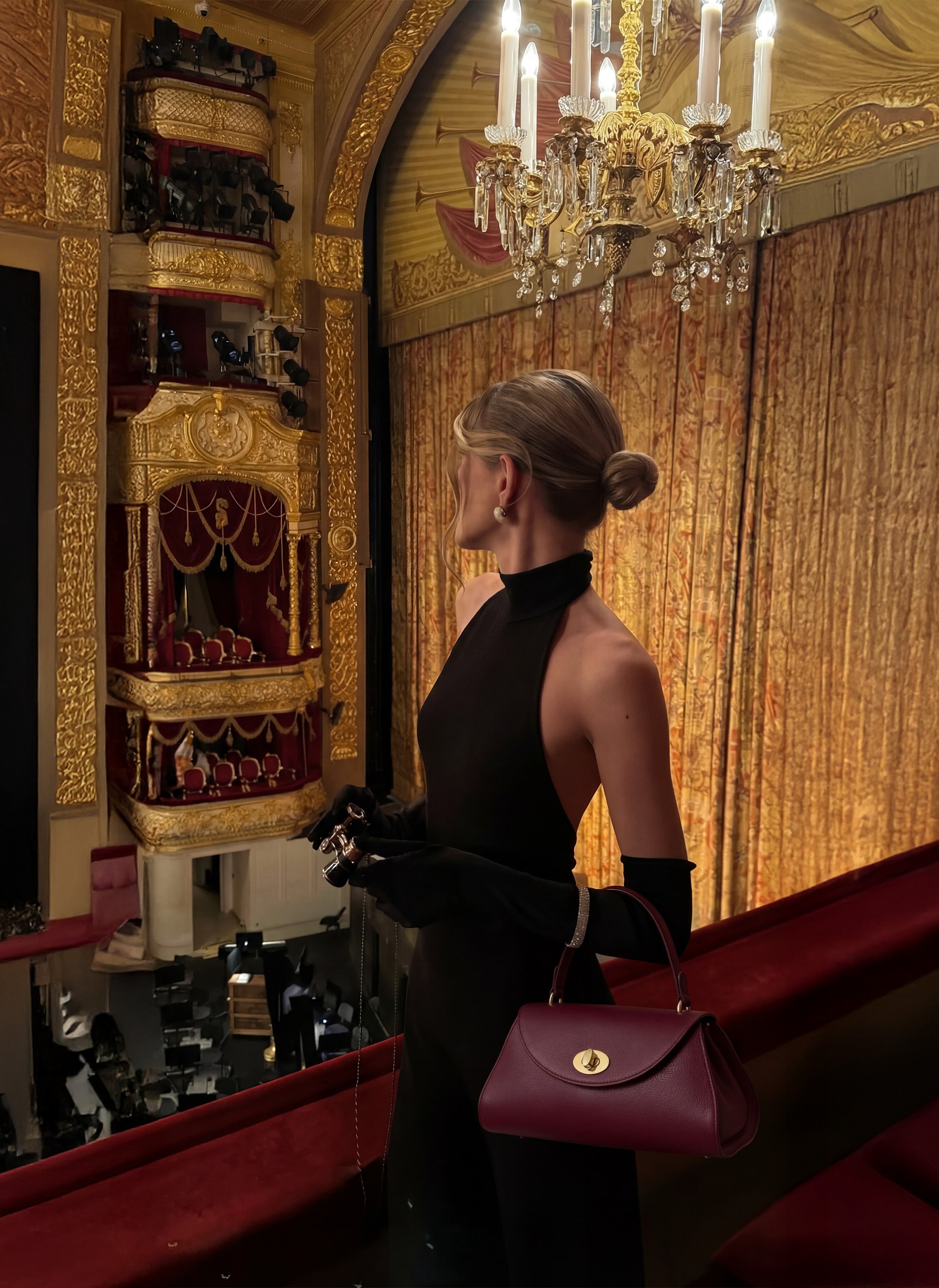 Borsa Florence in pelle Togo Borgogna