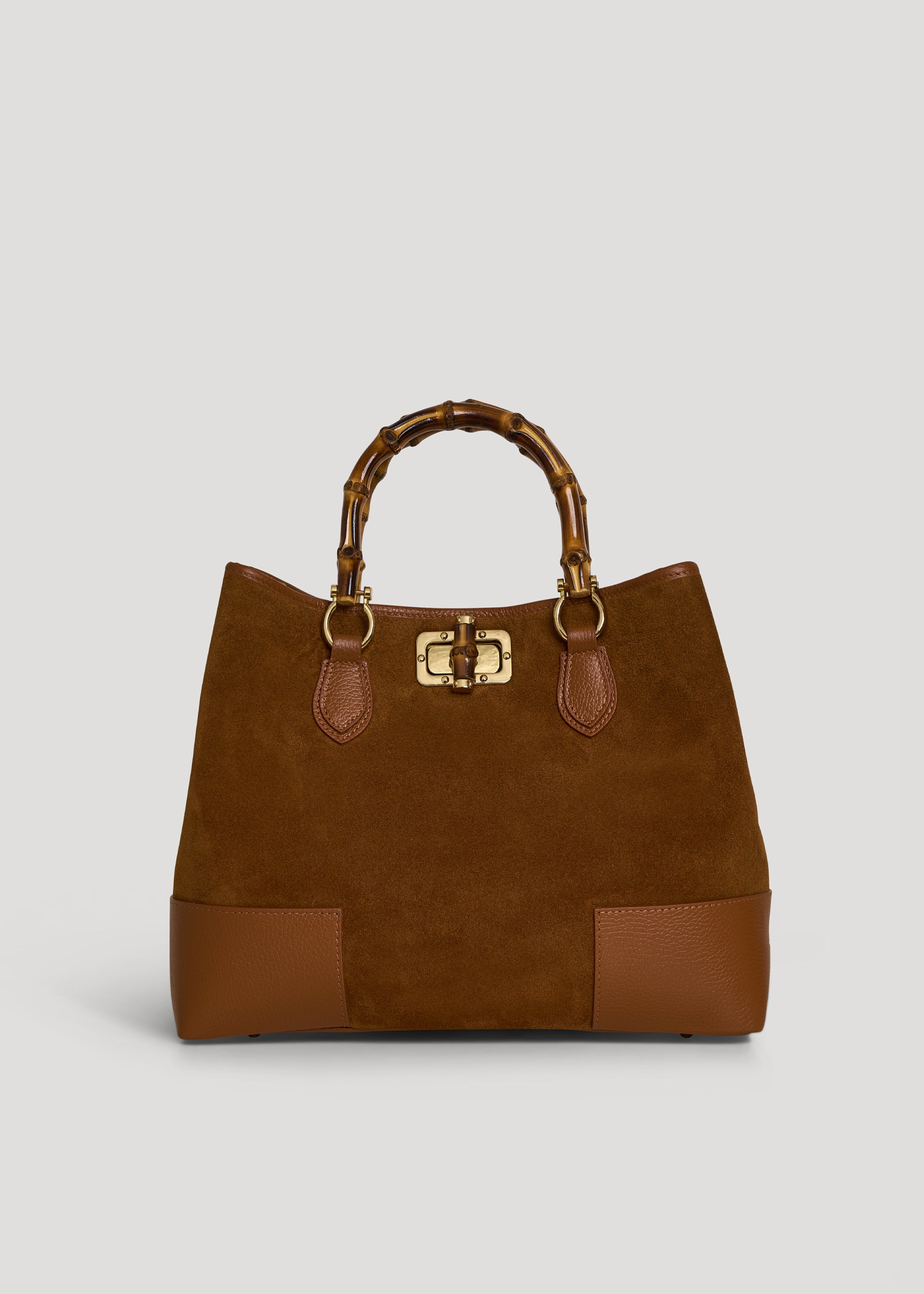 Borsa Bamboo Babe in Camoscio e Pelle Cuoio