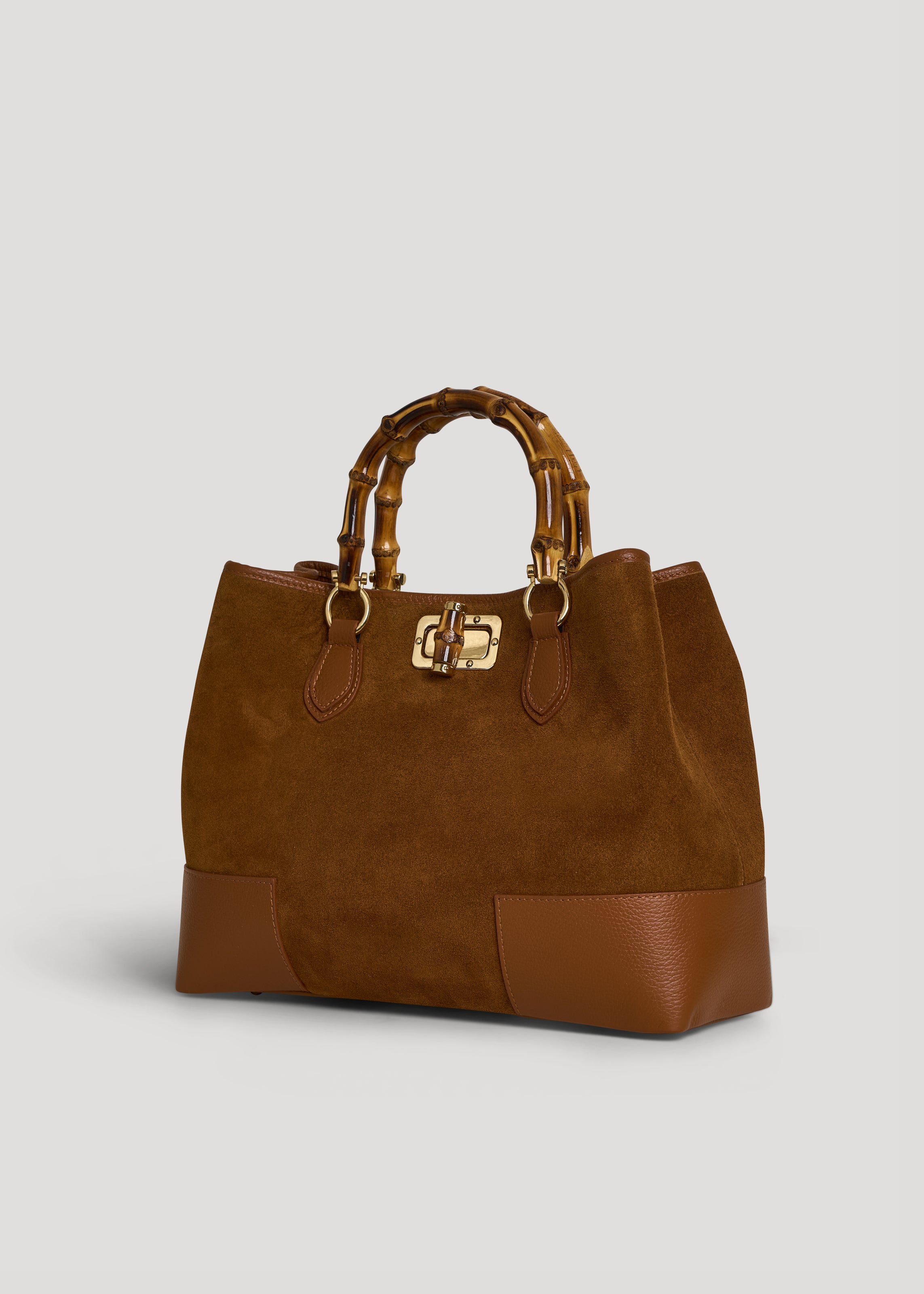 Borsa Bamboo Babe in Camoscio e Pelle Cuoio