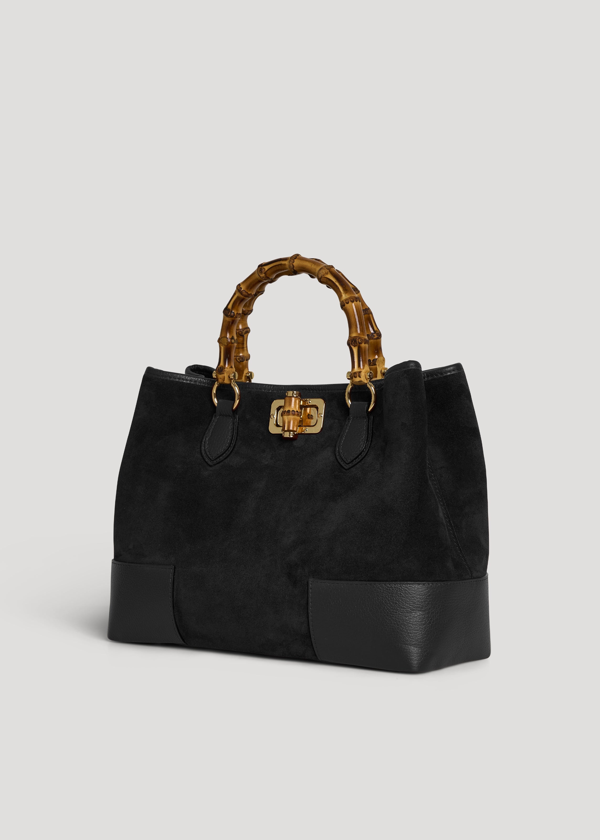 Borsa Bamboo Babe in Camoscio e Pelle Nera