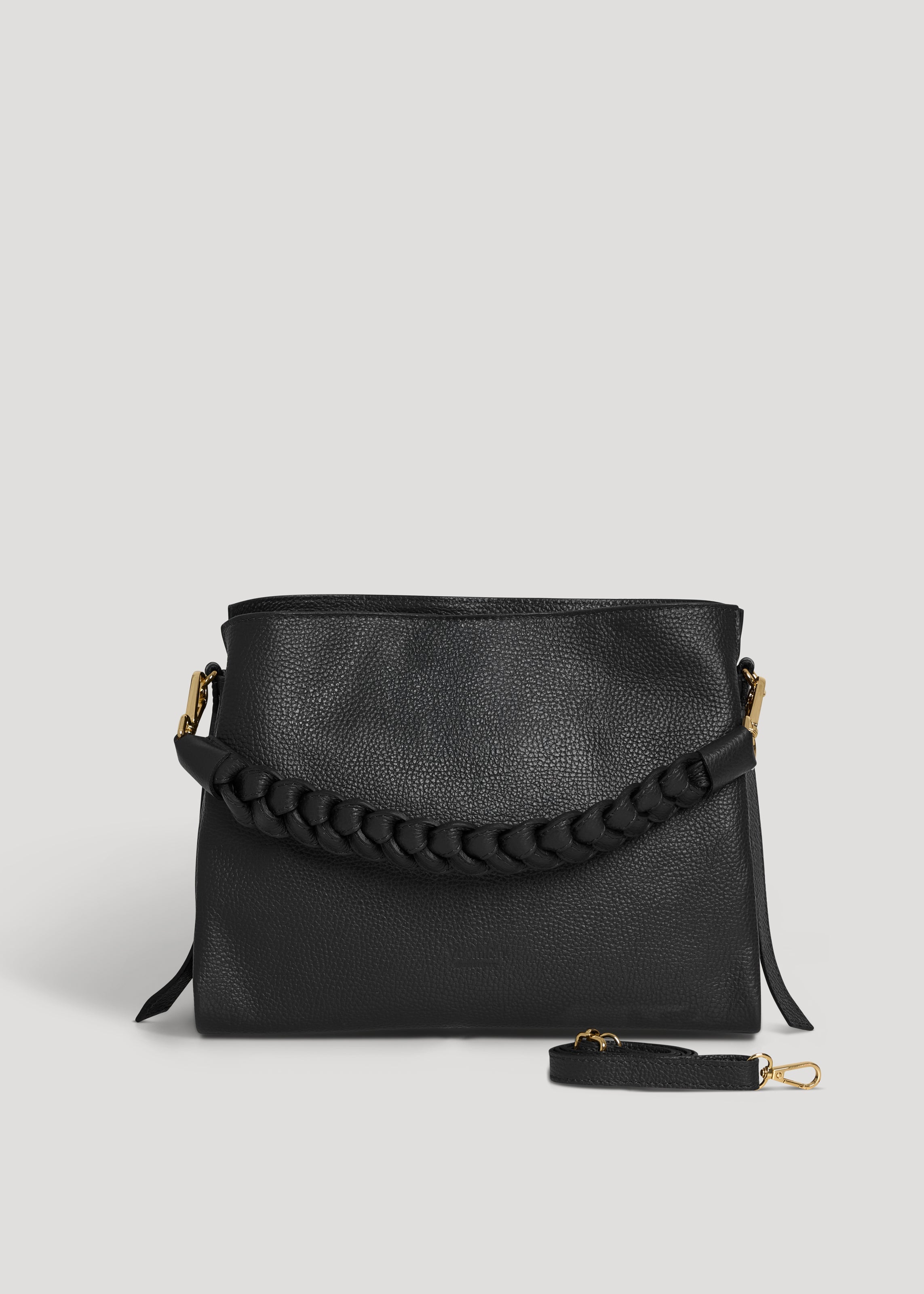 Borsa Braid in pelle Dollaro Nera