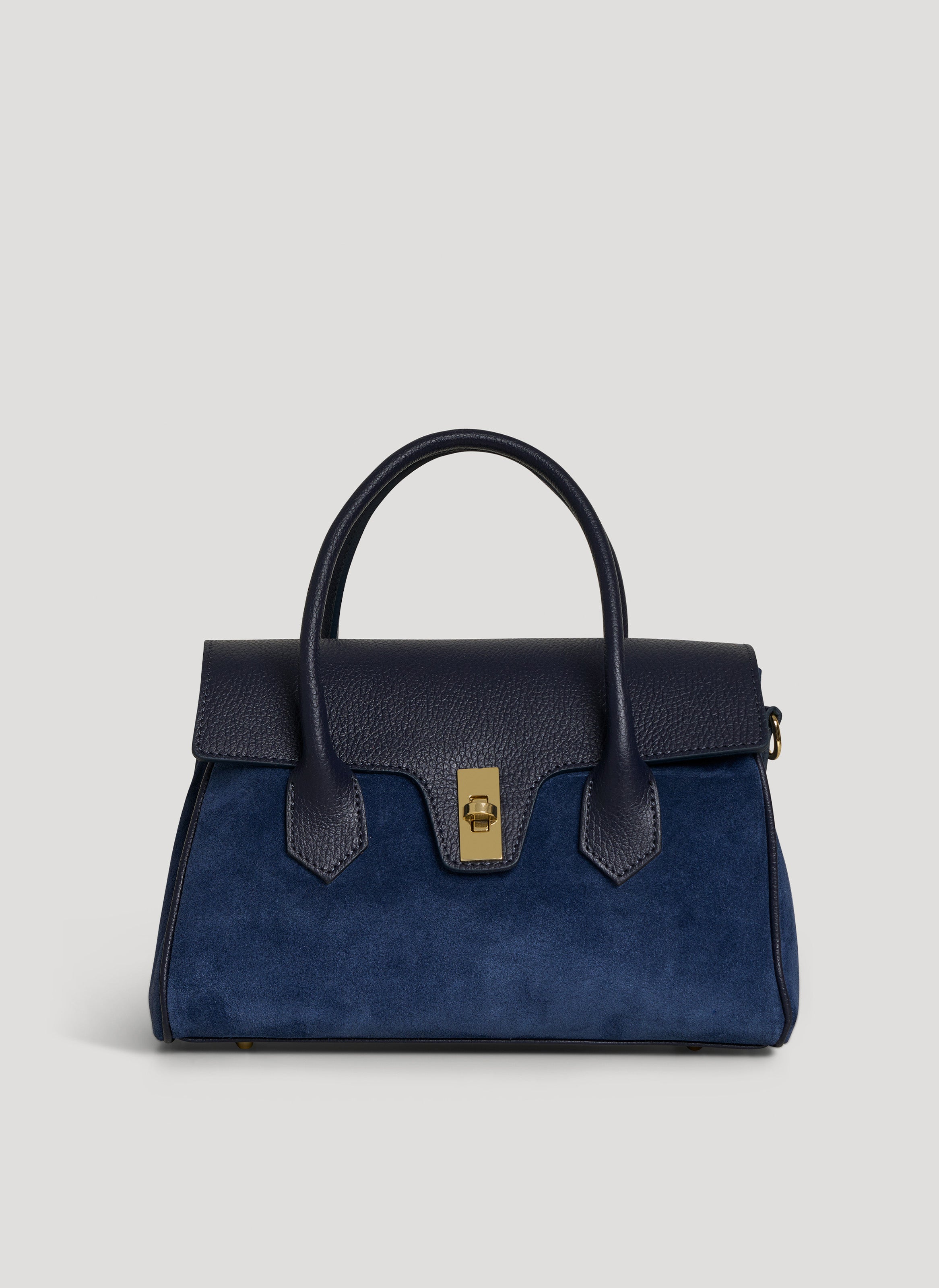 Borsa Cécile in Camoscio e Pelle Blu Navy