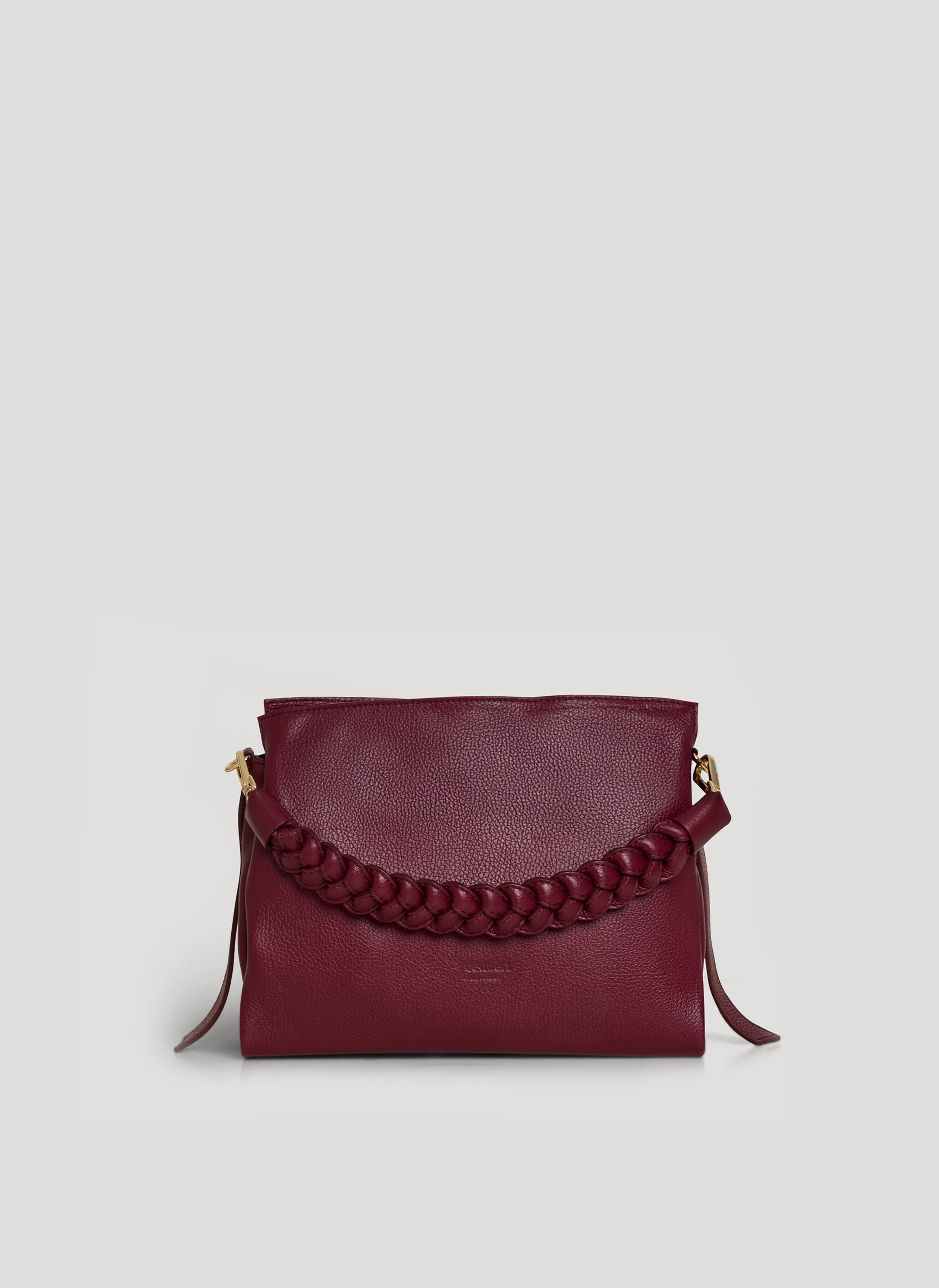 Borsa Braid Micro in pelle Dollaro Rosso Borgogna
