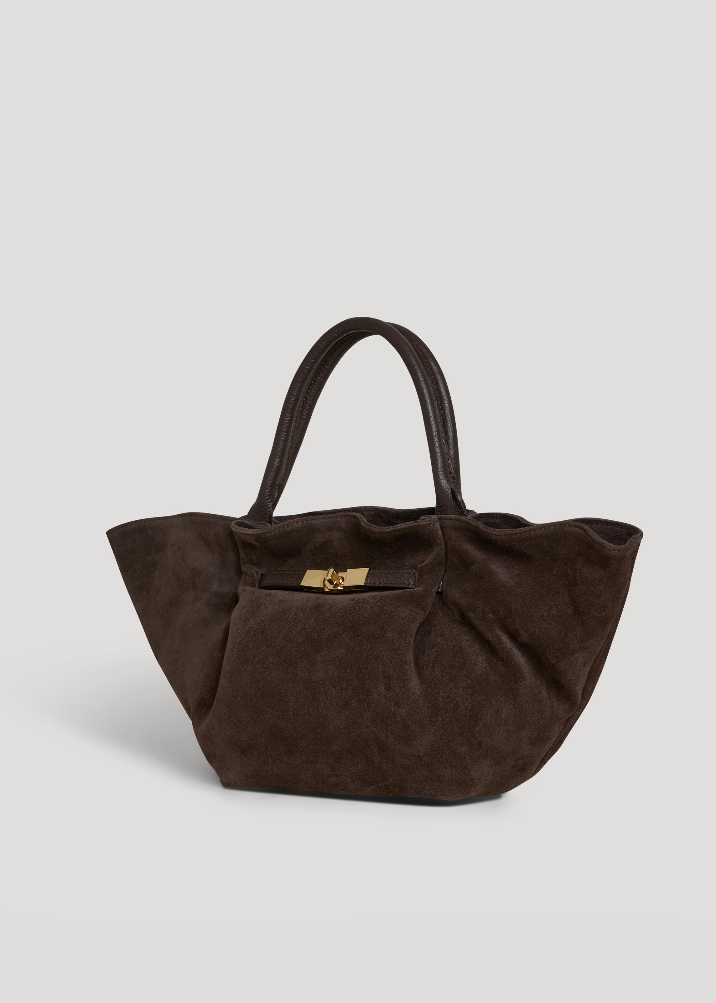 Borsa Charlène in Camoscio e Pelle Togo Testa di moro