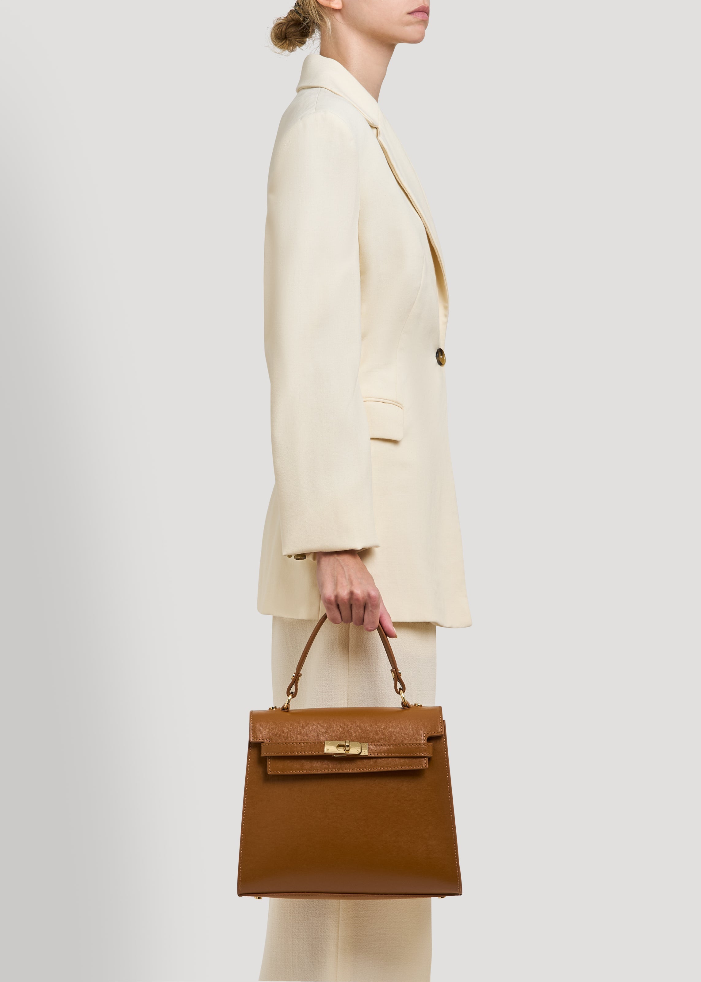 Borsa Zaira in Vera pelle Saffiano Cuoio