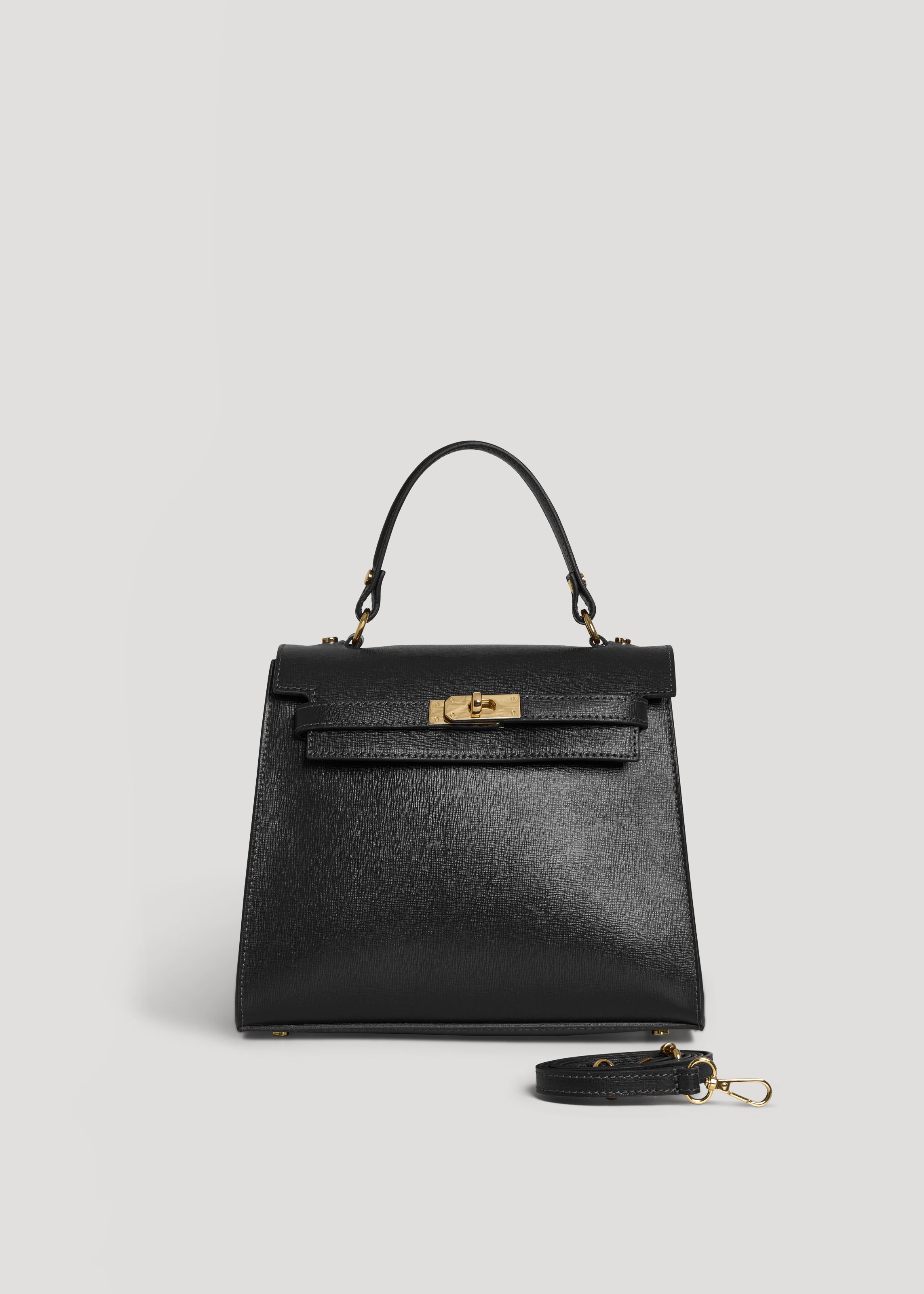 Borsa Zaira in Vera pelle Saffiano Nera