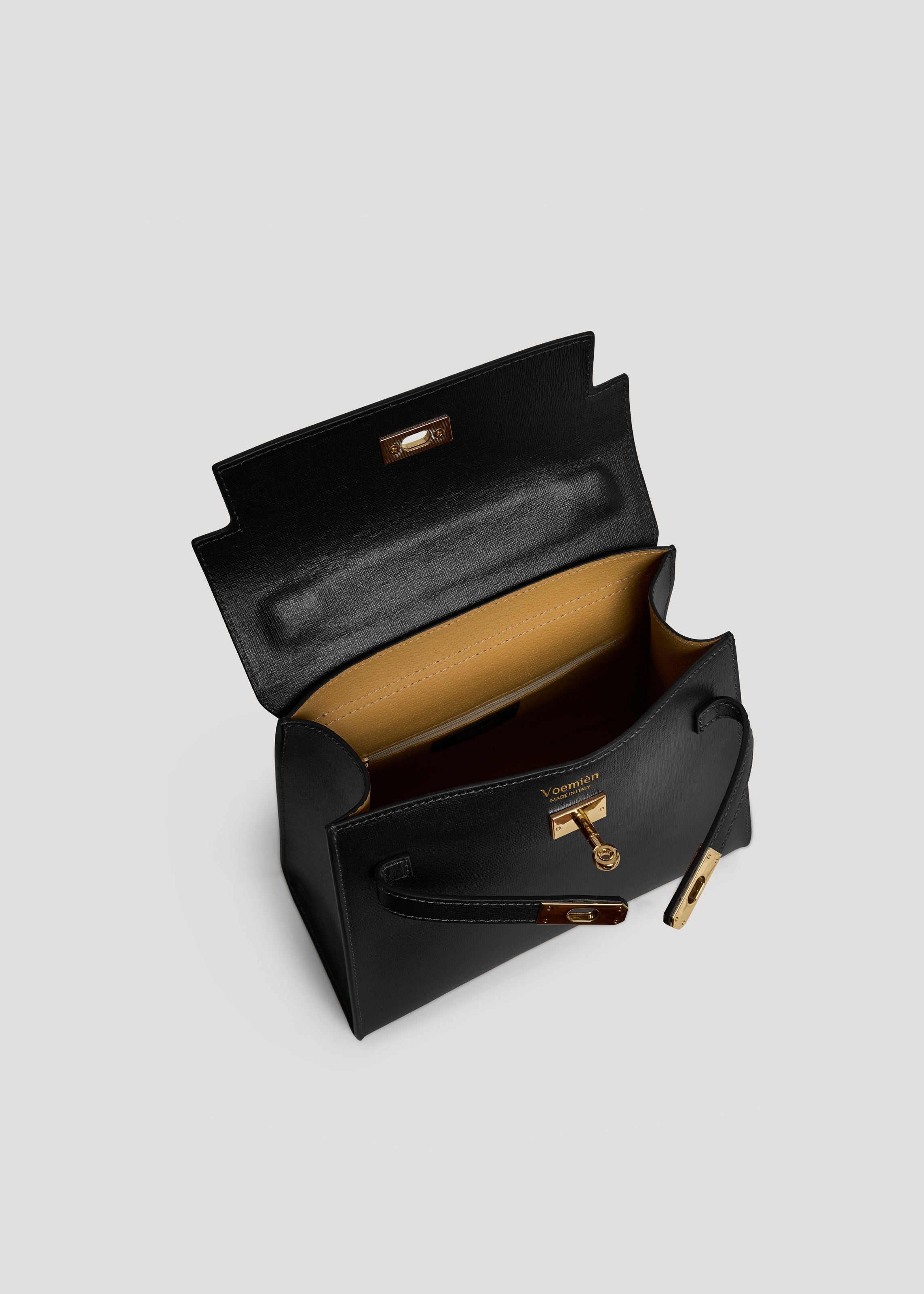 Borsa Zaira in Vera pelle Saffiano Nera