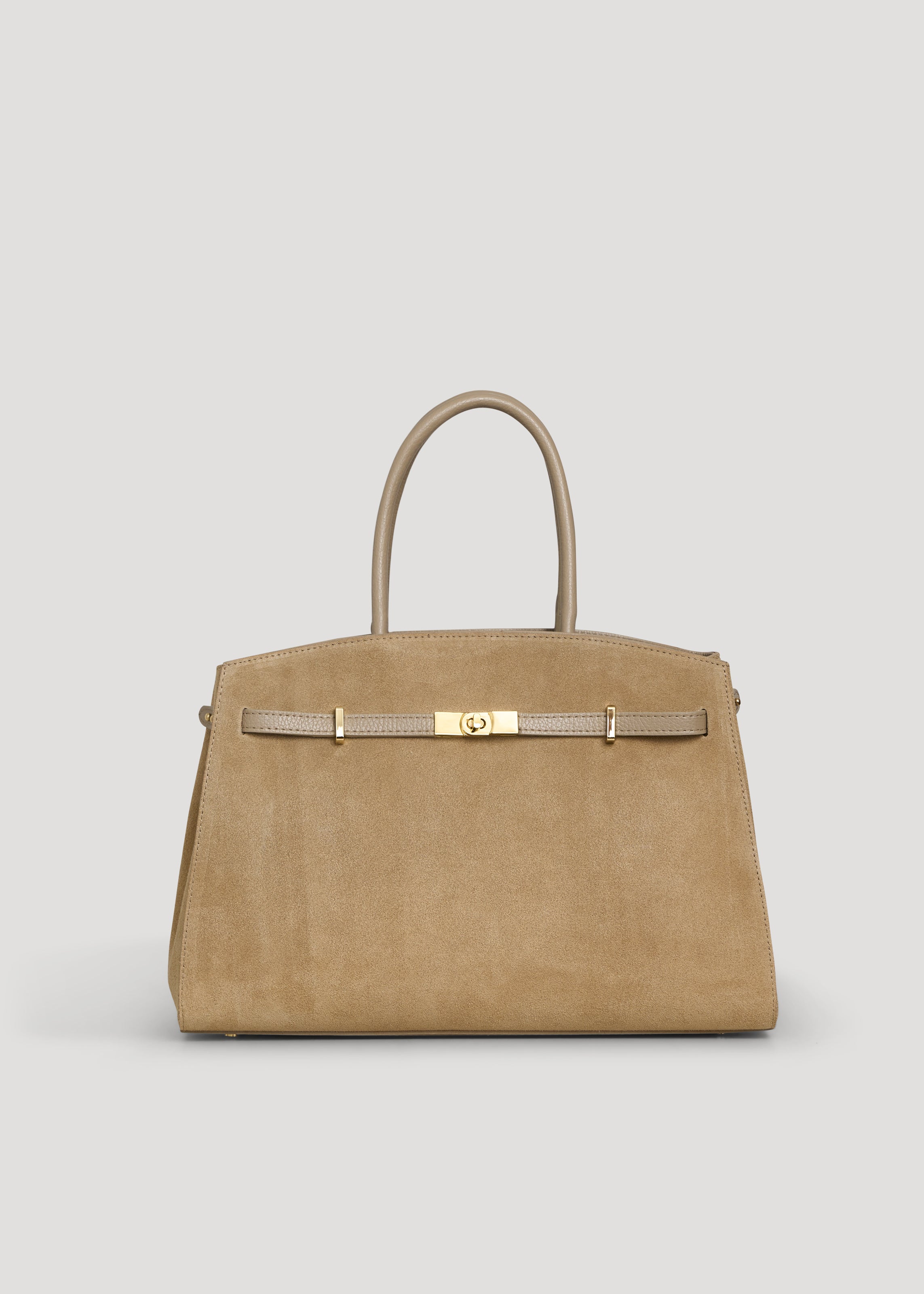 Borsa Driade in Camoscio e Pelle Taupe Chiaro