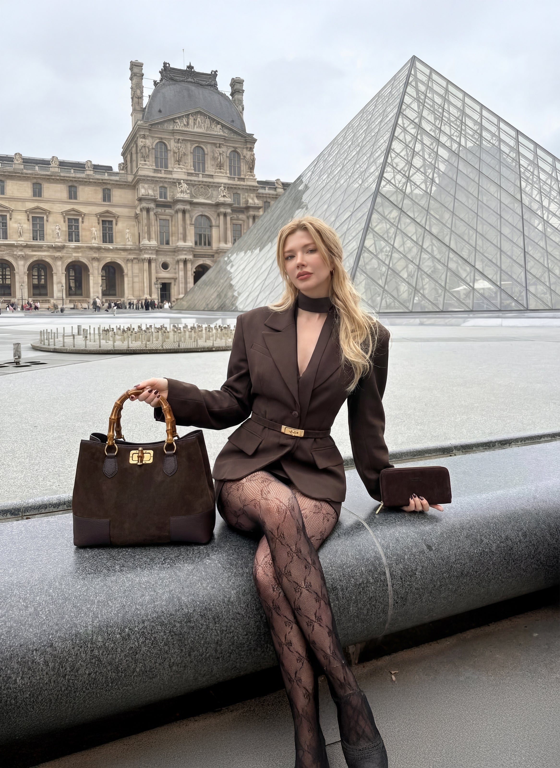 Set Bamboo babe Camoscio e pelle Testa di moro