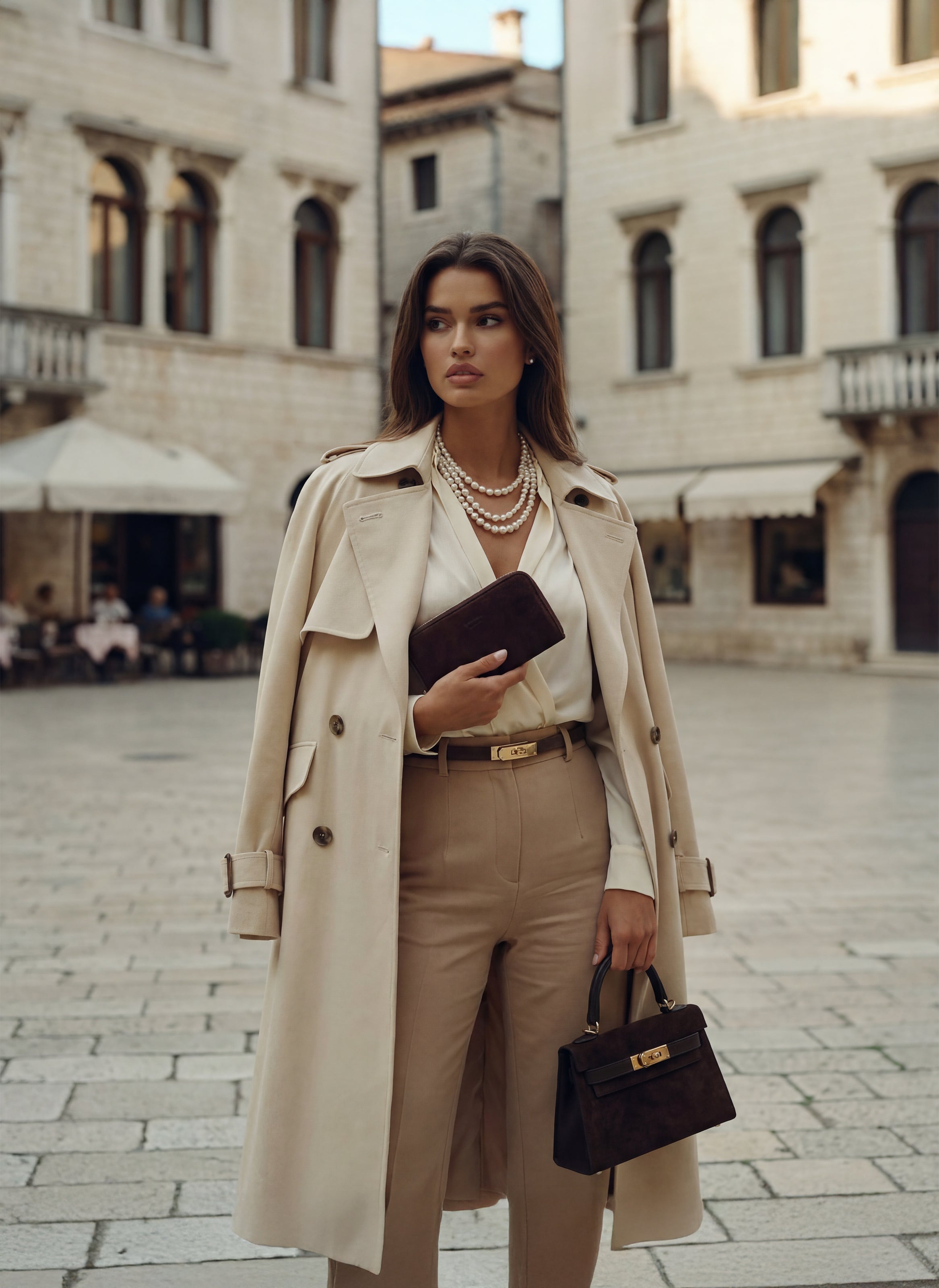 Set Victoria Camoscio e pelle Testa di moro