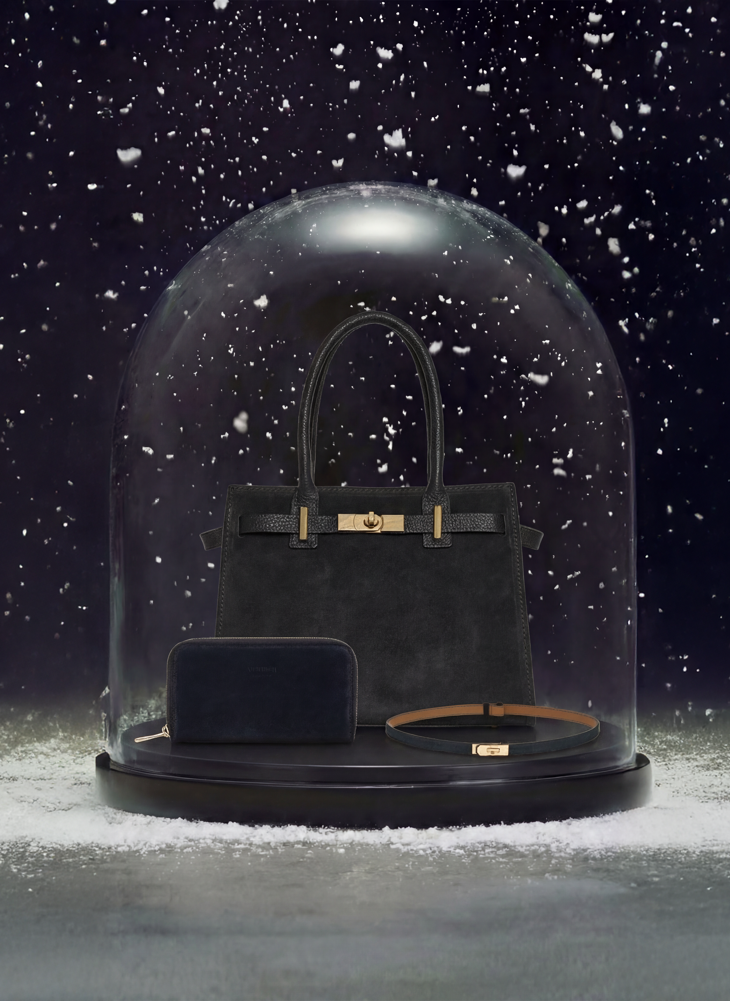 Set Grace Camoscio e pelle Nero