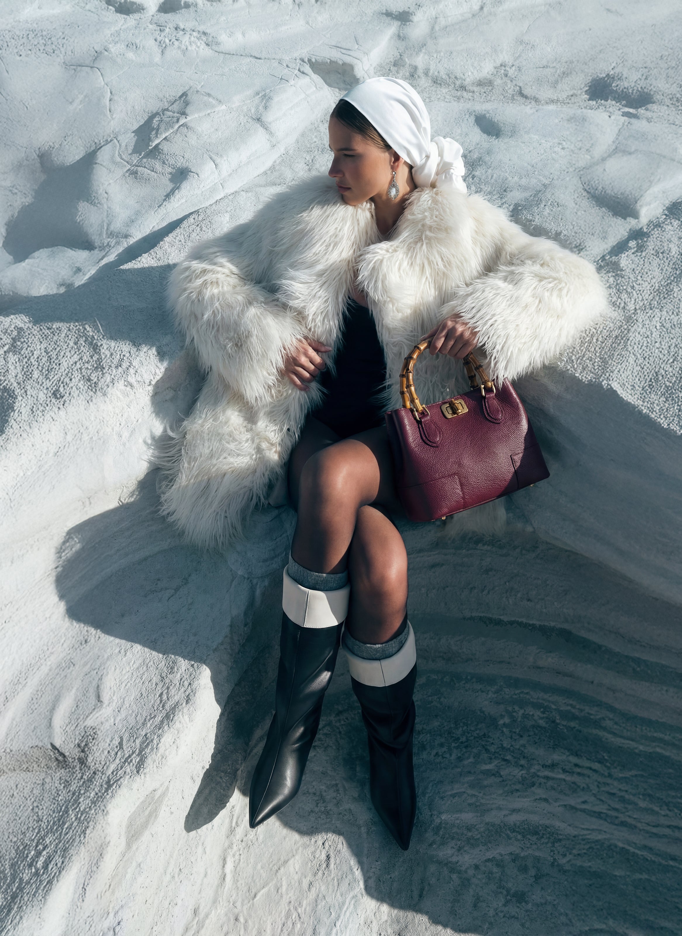 Borsa Bamboo Babe micro in pelle Dollaro Borgogna