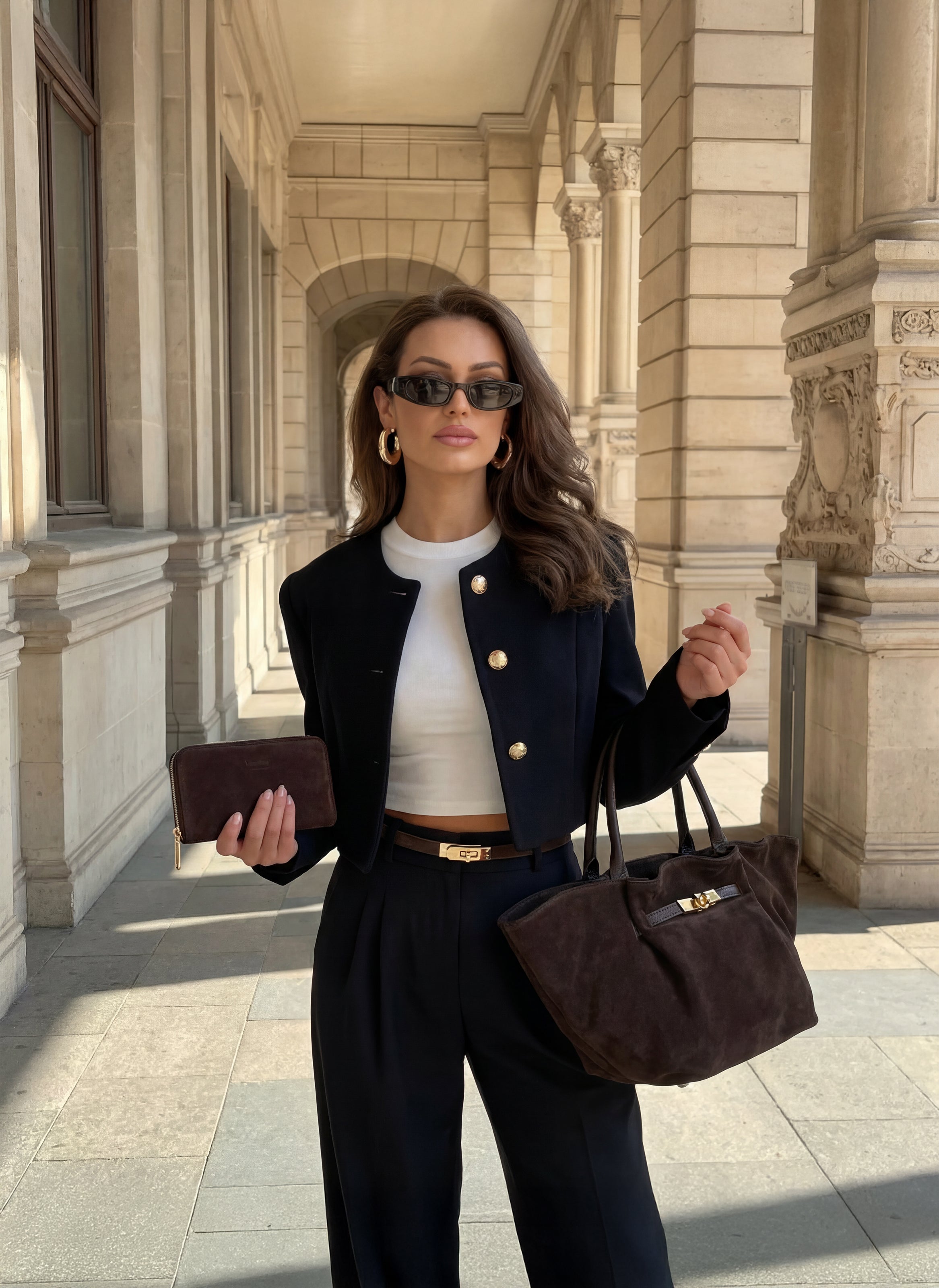 Set Charlène Camoscio e pelle Testa di moro