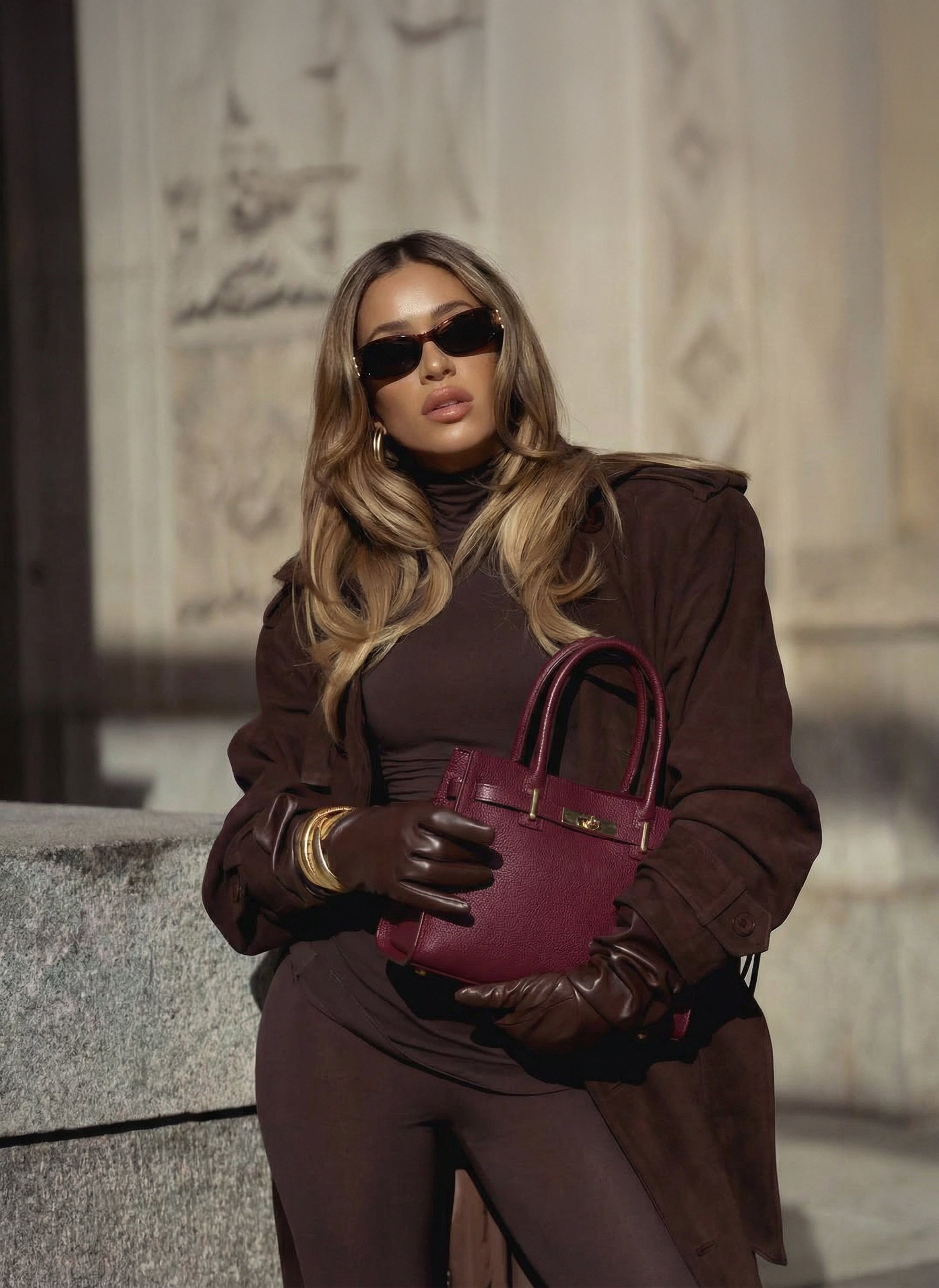 Borsa Grace in pelle Togo Borgogna