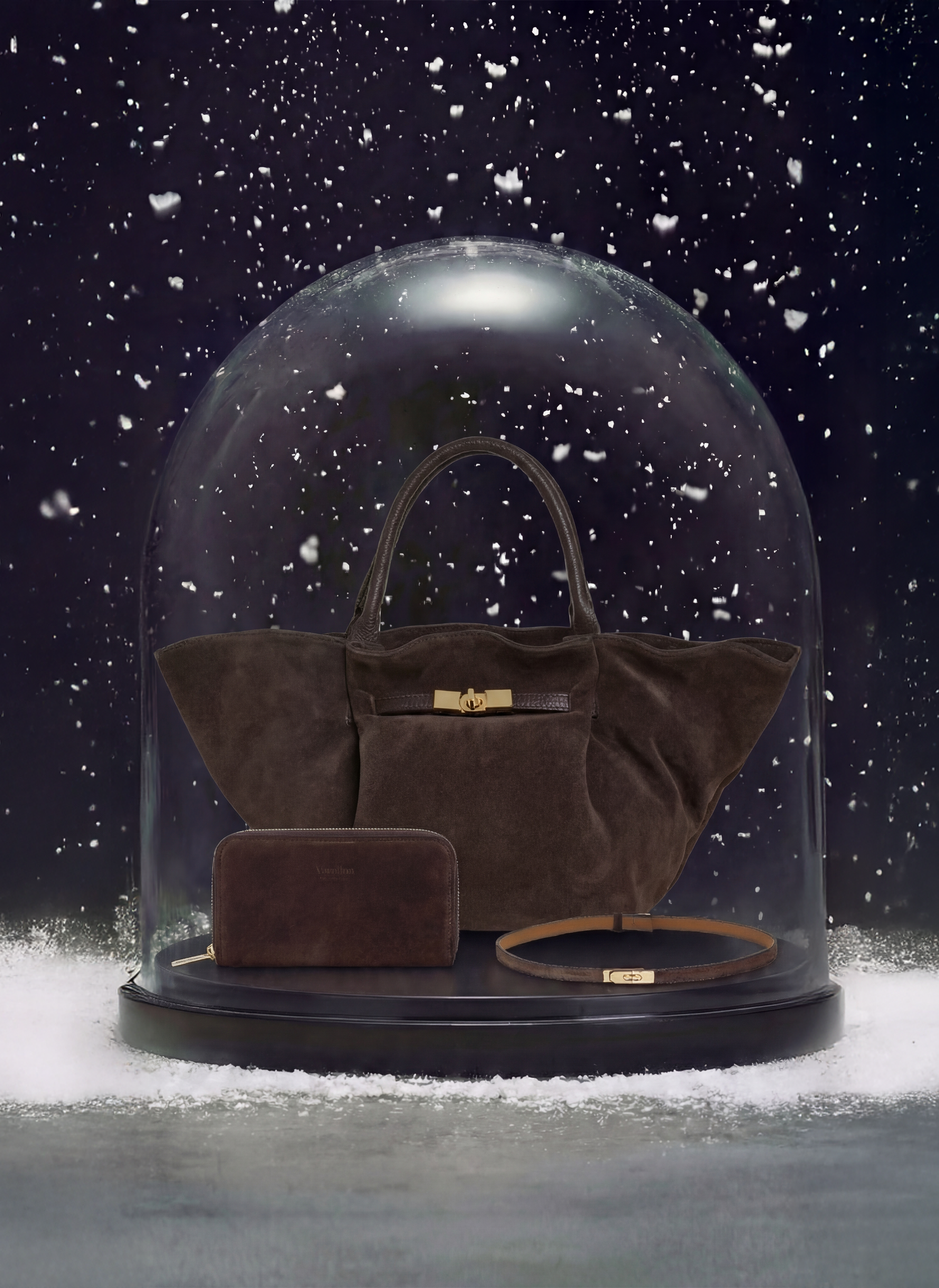 Set Charlène Camoscio e pelle Testa di moro