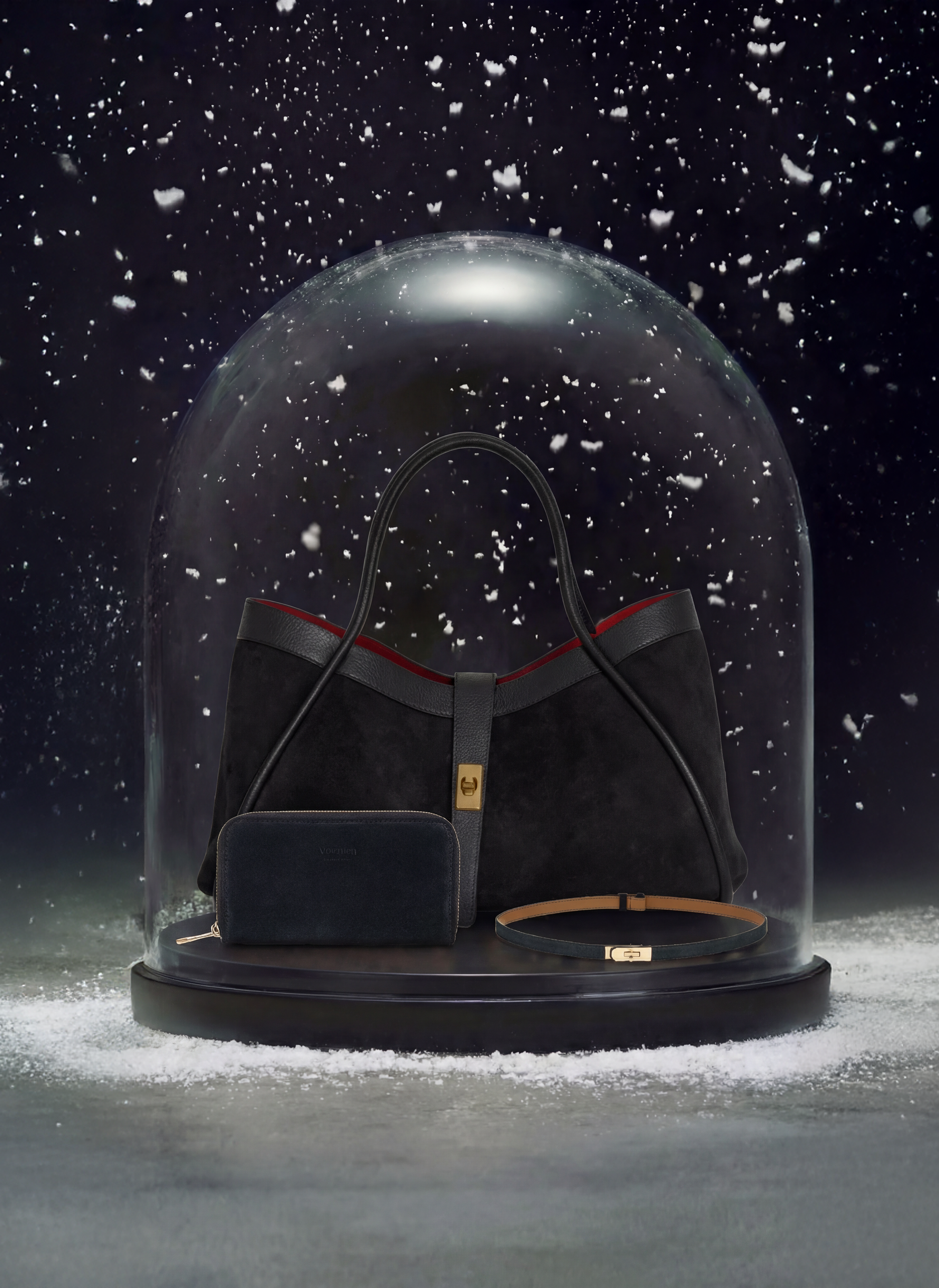 Set Mayfair Camoscio e pelle Nero