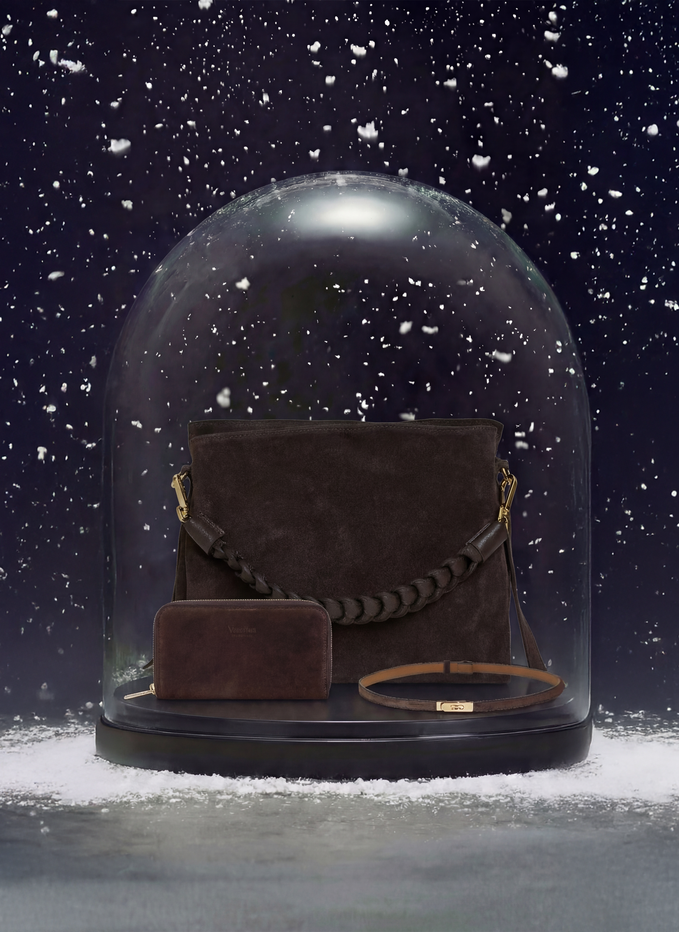 Set Braid Camoscio e pelle Testa di moro