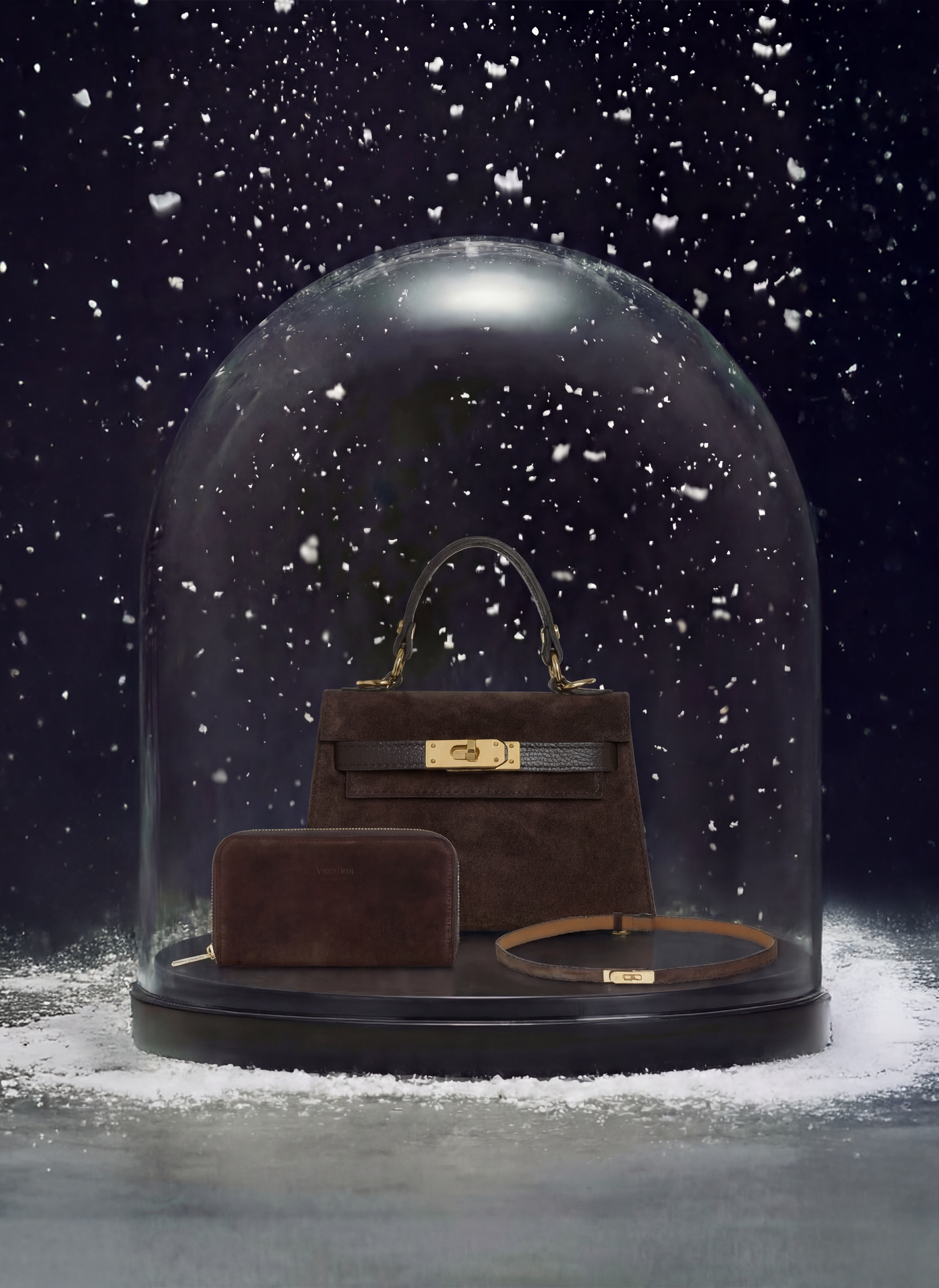 Set Victoria Camoscio e pelle Testa di moro