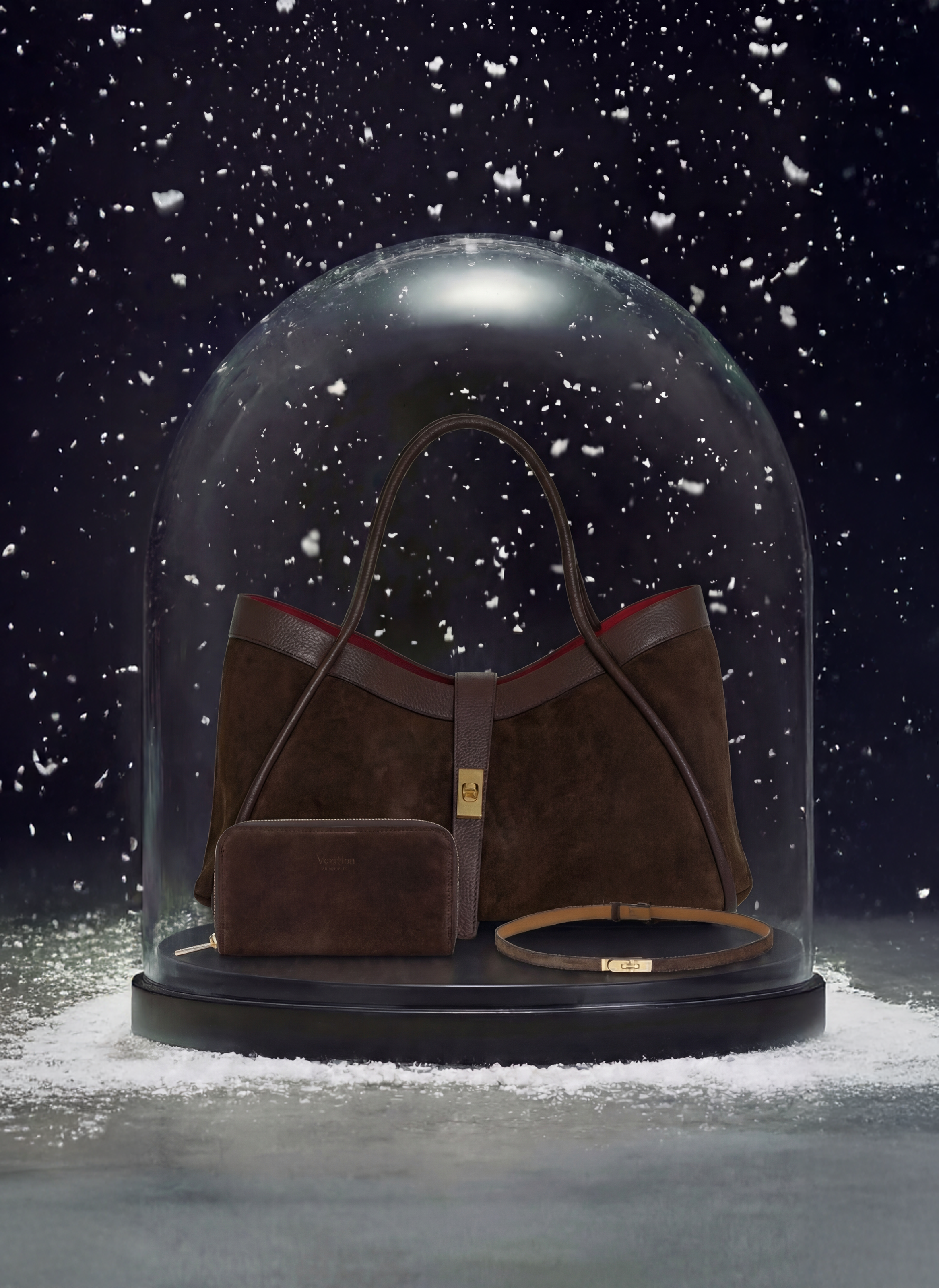 Set Mayfair Camoscio e pelle Testa di moro