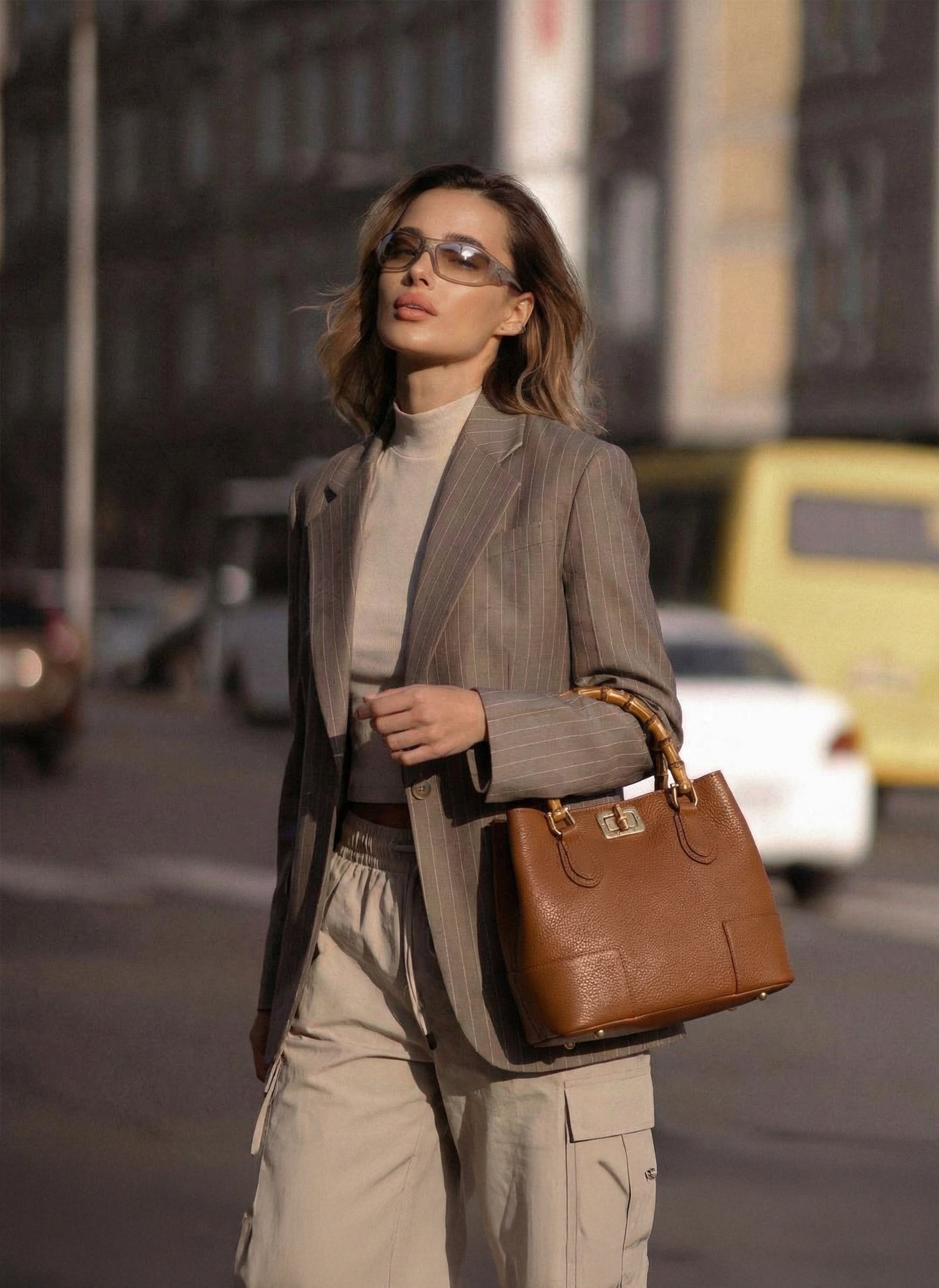 Borsa Bamboo Babe micro in pelle Dollaro Cuoio